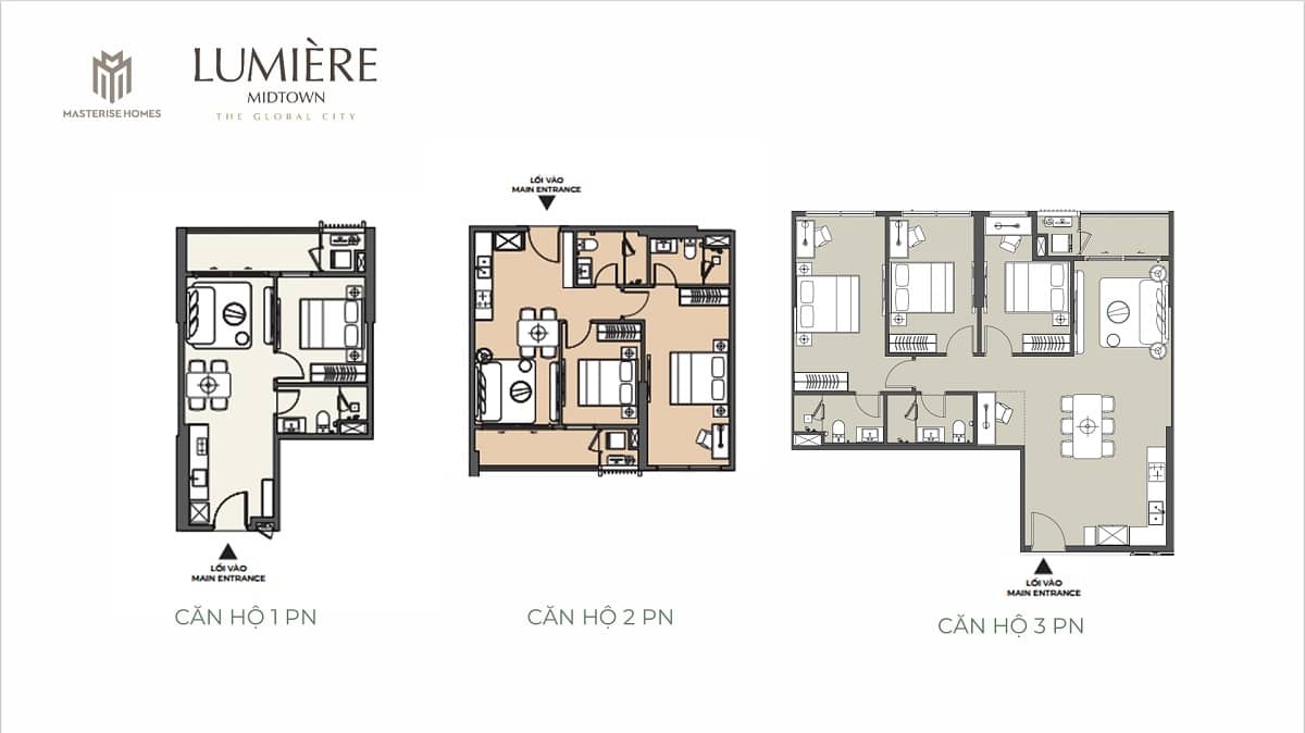 Layout -thiết kế căn hộ 1-2-3 phòng ngủ