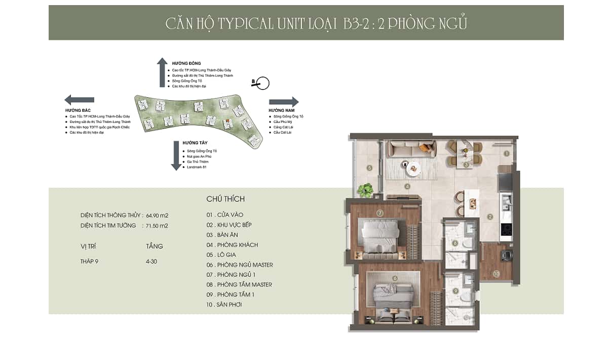 Diện tích 71.50 m2
