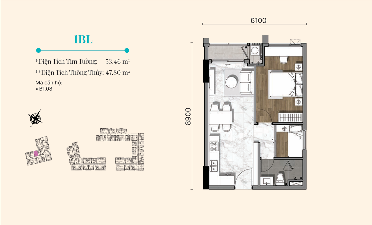 Diện tích 52m2