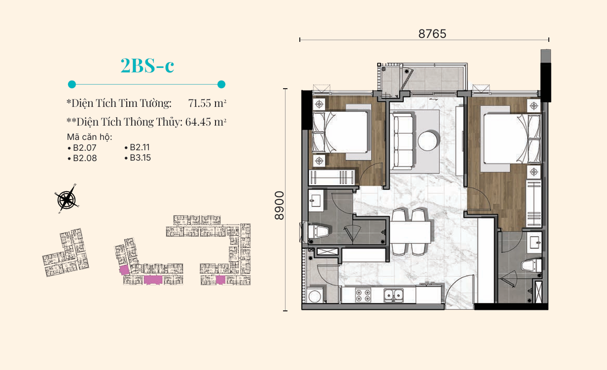 Diện tích 71m2