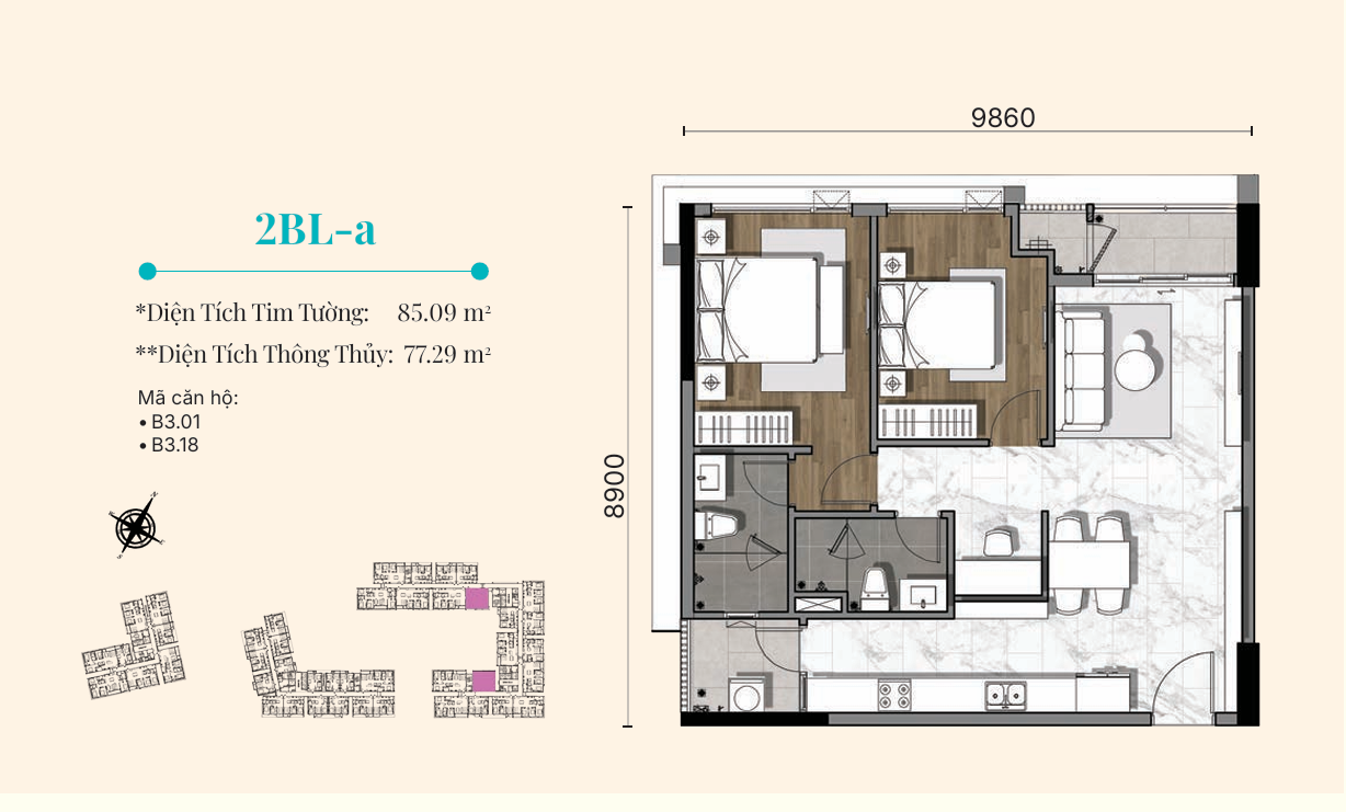 Diện tích 85,09m2